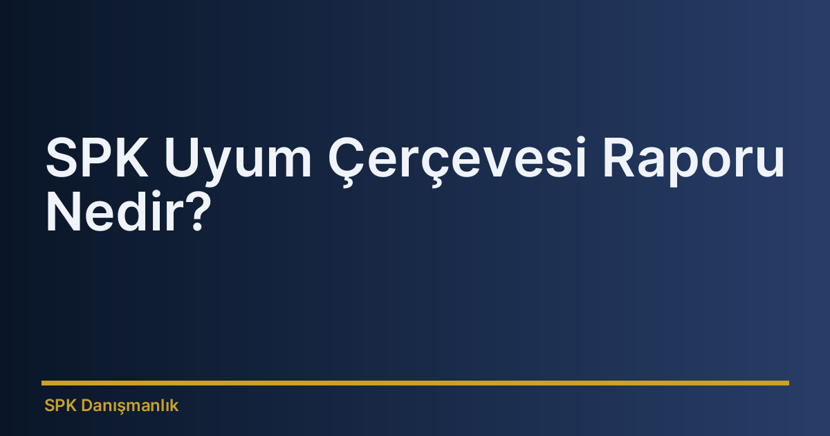 SPK Uyum Çerçevesi Raporu Nedir?
